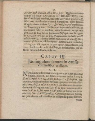 Caput III. Jus singulare senum in causis criminalibus explicans.