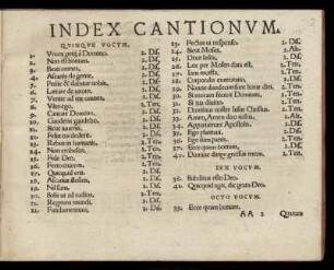 Index cantionum
