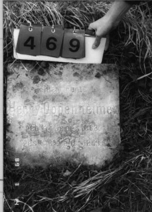 Grabstein 469 (Index: 100093155) Maße HxBxT: o.A.x45x42 cm Besonderheit: Kindergrab: Grabstein 469