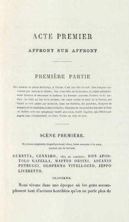 Acte premier. Affront sur affront