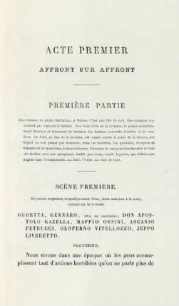 Acte premier. Affront sur affront