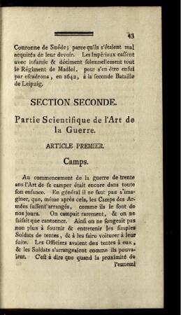 Section seconde. Partie scientifique de l'Art de la guerre.