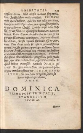 Dominica Prima Post Trinitatis ...
