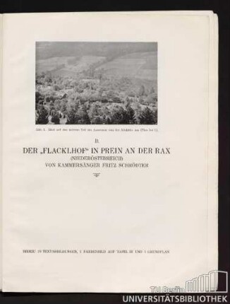 B. Der "Flacklhof" in Prein an der Rax (Niederösterreich) von Kammersänger Fritz Schrödter
