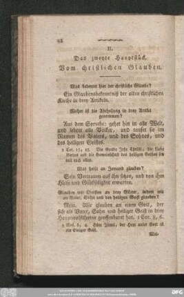 II. Das zweyte Hauptstück. Vom christlichen Glauben.