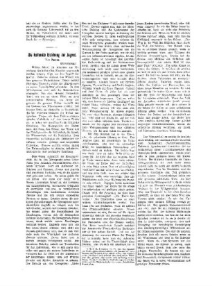 Die kulturelle Erziehung der Jugend : (Fortsetzung) ; (Fortsetzung folgt)