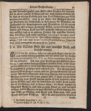 §. 11. Wie GOttes Güte ihn aus mancher Noth und Gefahr errettet