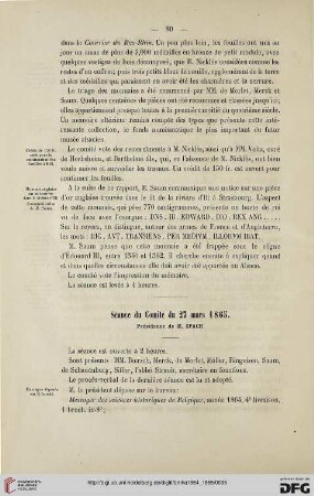 Séance du Comité du 27 mars 1865