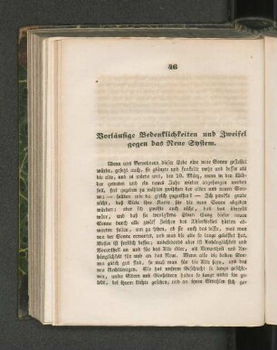Vorläufige Bedenklichkeiten und Zweifel gegen das Neue System.