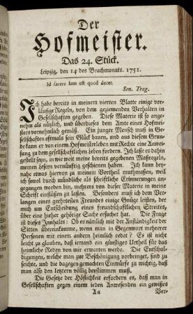 Das 24. Stück. Leipzig, den 14 des Brachmonats. 1751.