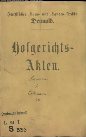 Schumann, Henrich, Apotheker in Lemgo gegen Licent. Cothmann in Lemgo - Schuldforderung