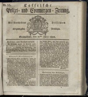 Nr. 58, Sonnabend den 21sten Julii. 1821