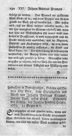 XXI. Andachten in Betrachtungen, Gebeten und Liedern über Gott. T.2.,St.1.