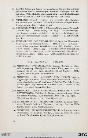 Miniaturen – Dosen (Nr. 386-414)