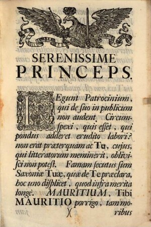 Panegyricus Divo Mauritio Dictus Ob Sapientem, Magnanimam, & Constantem a Castris Maximiani Defectionem