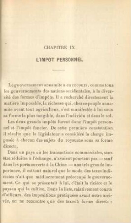 Chapitre IX. L'impôt personnel