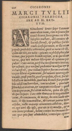 Marci Tullii Ciceronis Paradoxa Sex Ad M. Brutum.