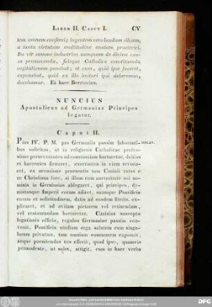 Nuncius Apostolicus ad Germaniae Principes legatur. Caput II.