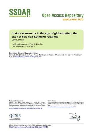 Historical memory in the age of globalization: the case of Russian-Estonian relations