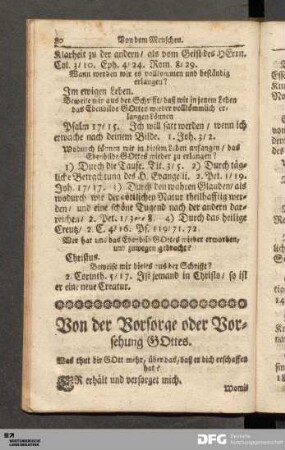 Von der Vorsorge oder Vorsehung GOttes.