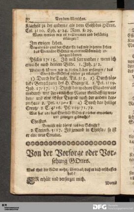 Von der Vorsorge oder Vorsehung GOttes.
