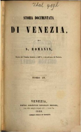 Storia documentata di Venezia, 4