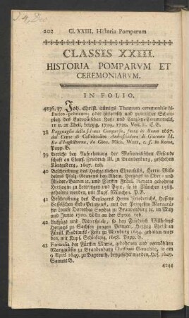 Classis XXIII. Historia Pomparum Et Ceremonarium