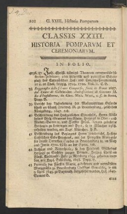 Classis XXIII. Historia Pomparum Et Ceremonarium