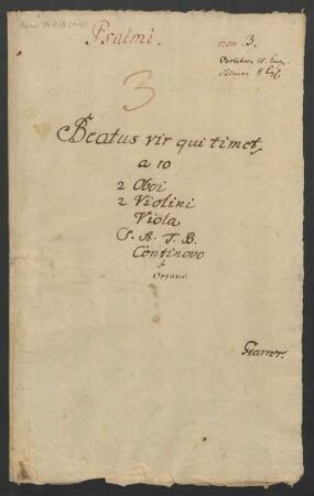 Beatus vir; V (4), orch, bc; B-Dur; HarWV 46