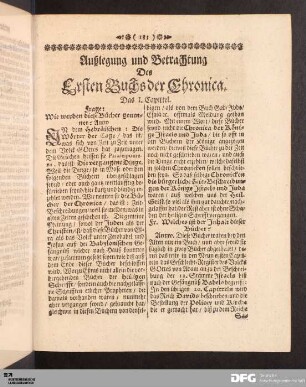 Auslegung und Betrachtung Des Ersten Buchs der Chronica.