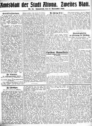 Nummer 38. Zweites Blatt. : Sonnabend, den 20. September 1924