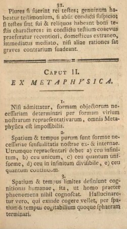 Caput II. Ex metaphysica.