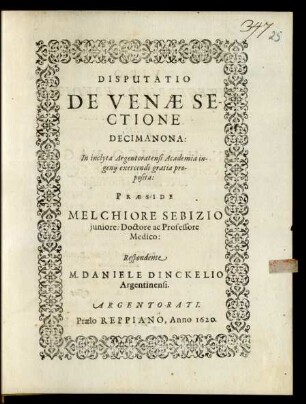 19: Disputatio De Venae Sectione ...