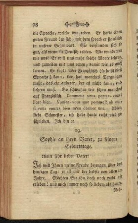 19. Sophie an ihren Vater, zu seinem Geburtstage