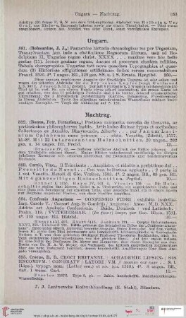 Nachtrag (Nr. 882 - 890)