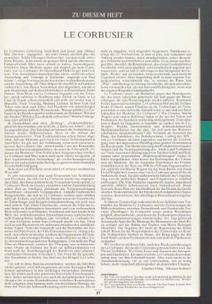 Zu diesem Heft: Le Corbusier