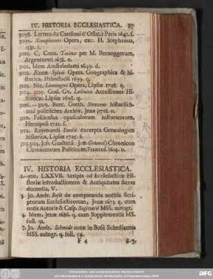 IV. Historia Ecclesiastica.