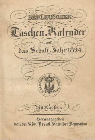 1824: Berlinischer Taschenkalender : auf d. Jahr ...