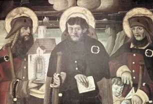Mitteltafel mit heiligem Alexius, dem heiligen Jodocus und dem heiligen Rochus