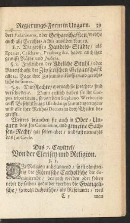 Das 7. Capittel/ Von der Clerisey und Religion
