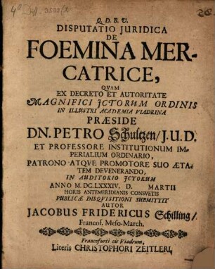Disp. iur. de foemina mercatrice