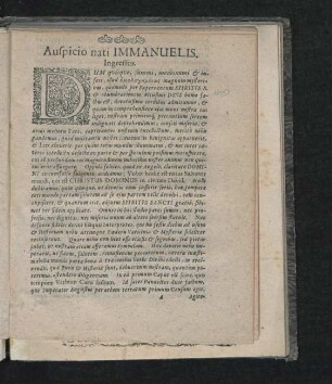 Auspicio nati Immanuelis Ingressius.