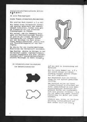 Intro der ersten Ausgabe feministischen Zeitschrift efa (efa, Heft 1, 1973, S. 1)
