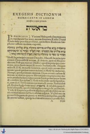 Exegesis Dictionum Hebraicarum in Librum Geneseos.