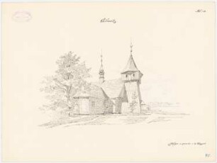 Holzkirche, Lubowitz: Perspektivische Ansicht (aus: Die Holzkirchen und Holztürme der preußischen Ostprovinzen)