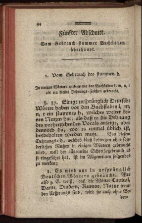 Fünfter Abschnitt. Vom Gebrauch stummer Buchstaben überhaupt. - Sechster Abschnitt. Vom Gebrauch großer Anfangsbuchstaben.