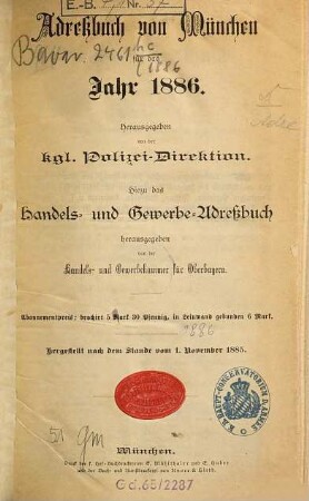 Adreßbuch für München. 1886