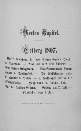 Viertes Kapitel. Colberg 1807
