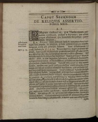 Caput Secundum De Reliquis Assertionibus Meis.