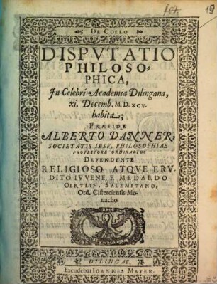 De coelo disputatio philosophica